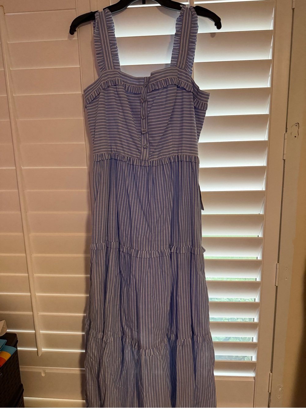 Nordstrom Light Blue and White Striped Tiered Maxi Dress
